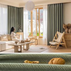 Rèm vải chống nắng phòng khách giá tại xưởng